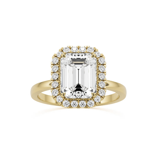 emerald halo 14K yellow gold