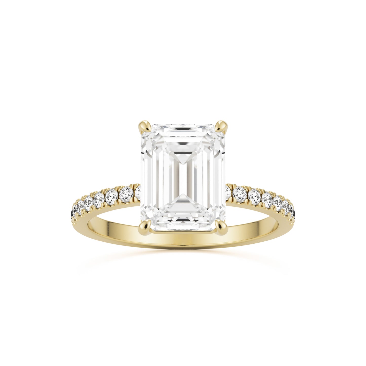 emerald solitaire pave 14k yellow gold