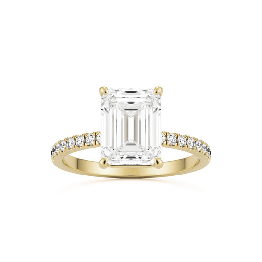 emerald solitaire pave 14k yellow gold
