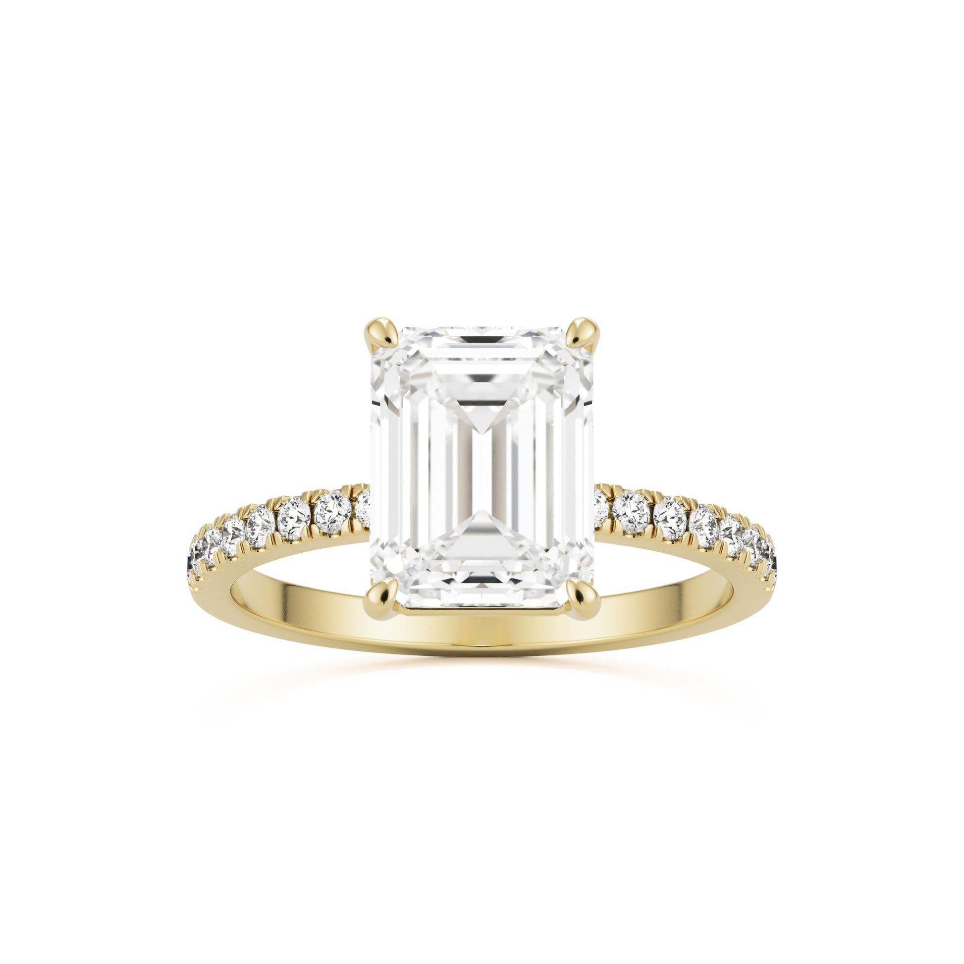 emerald solitaire pave 14k yellow gold