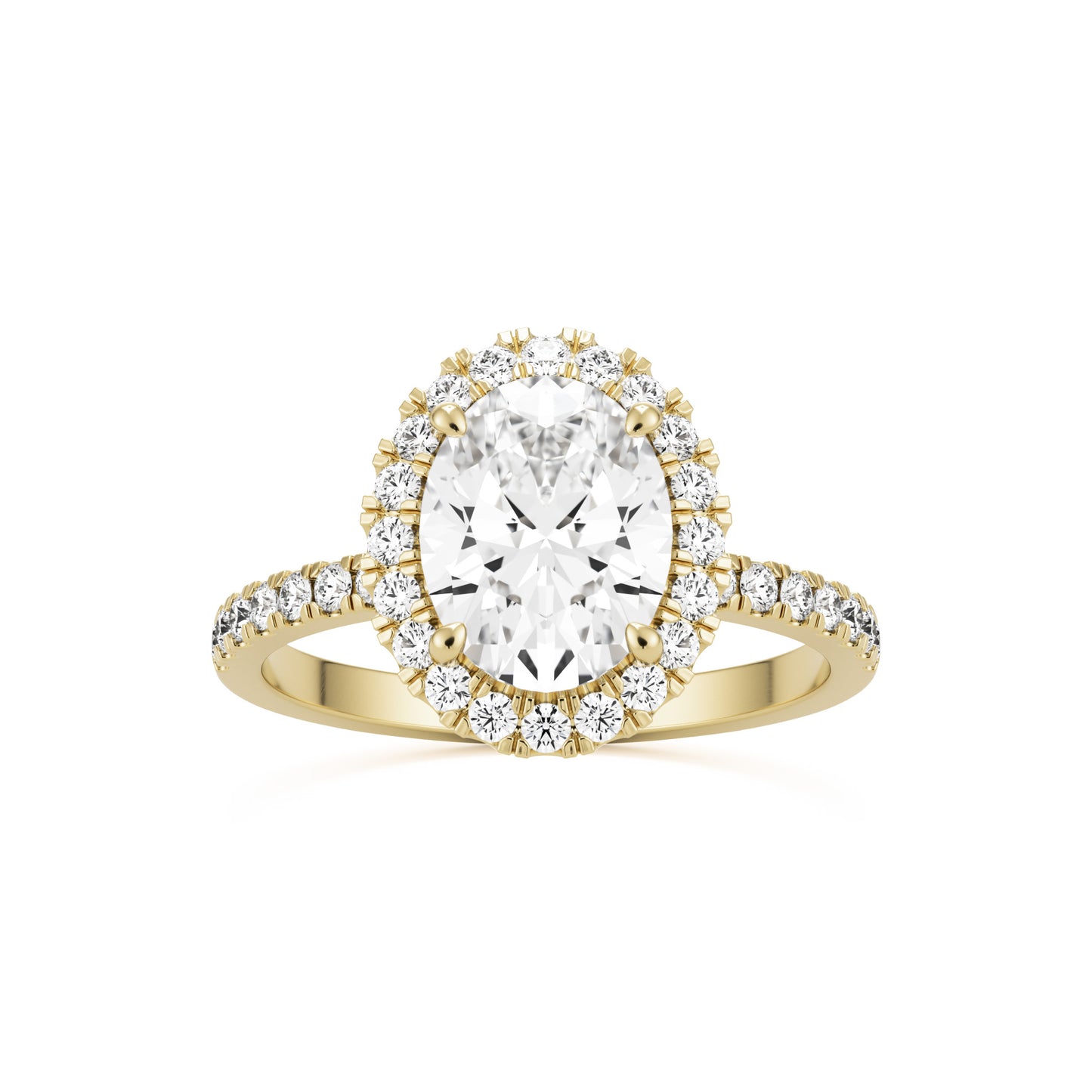 oval solitaire halo pave 14k yellow gold