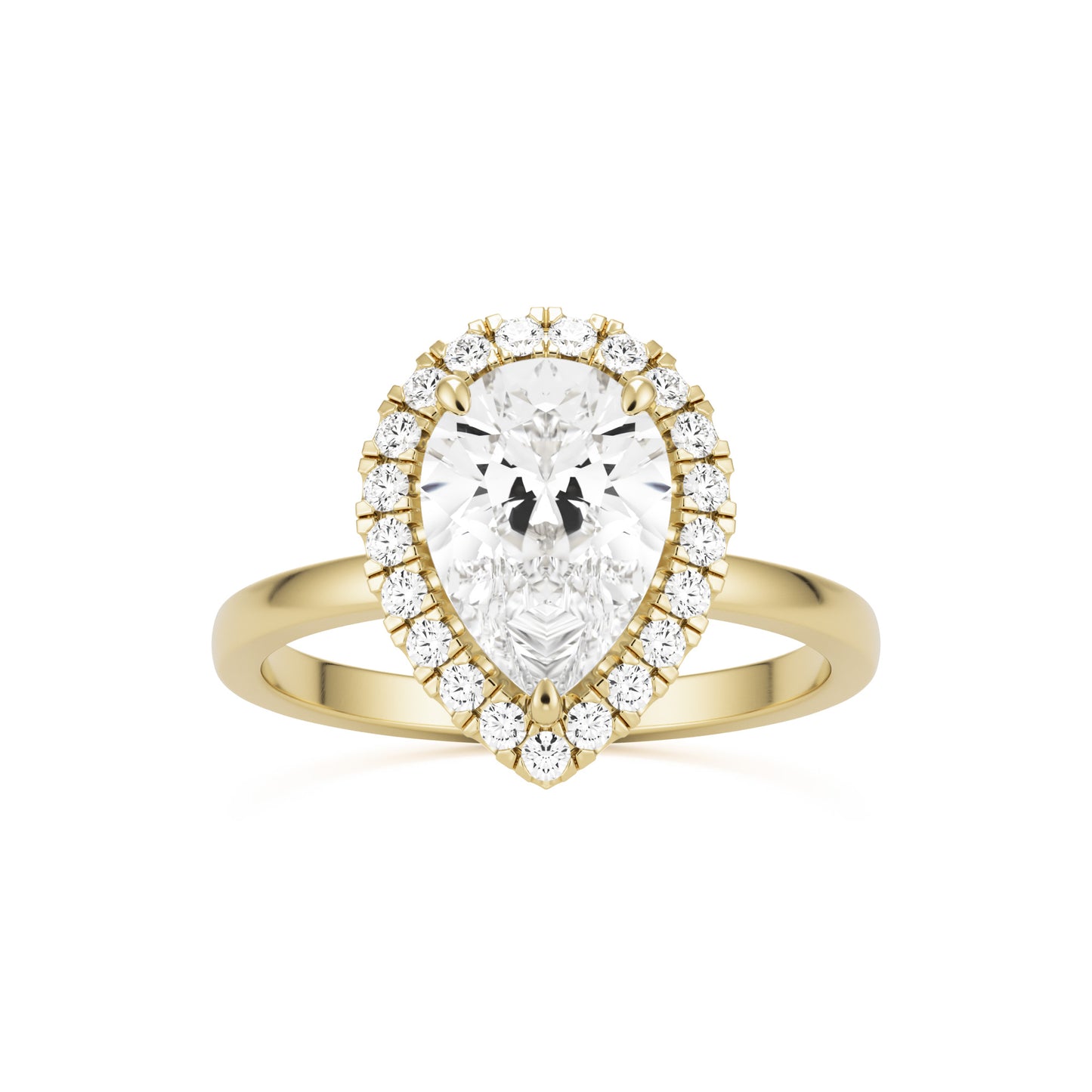 pear halo 14k yellow gold