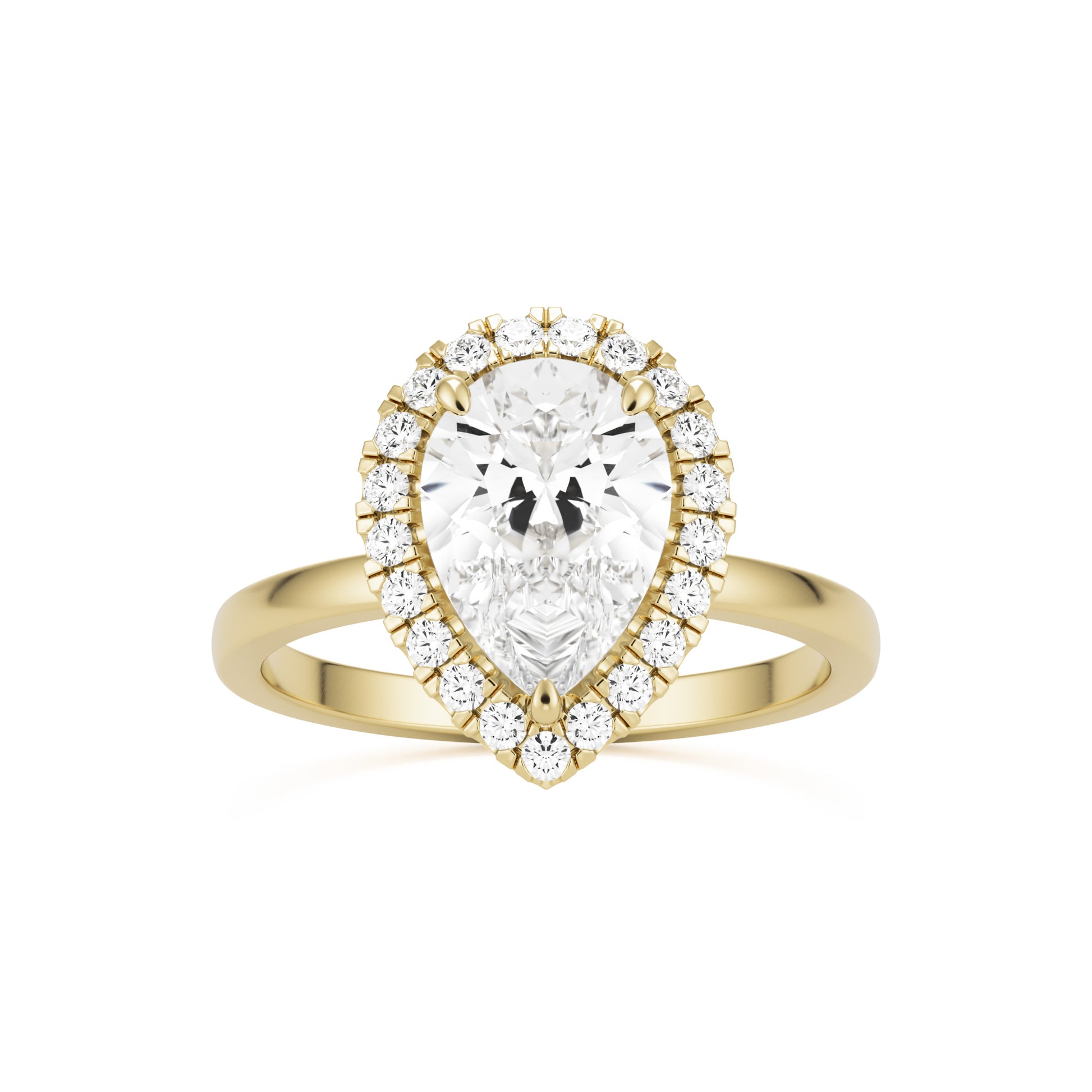 pear halo 14k yellow gold