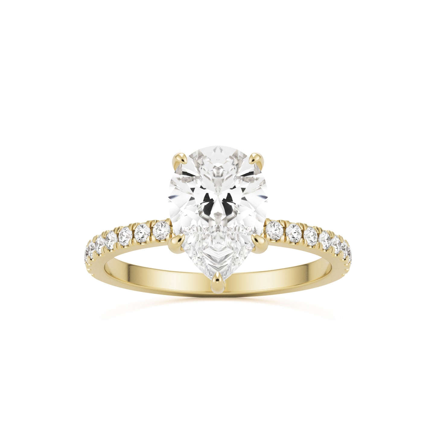 pear hidden halo pavé 14k yellow gold