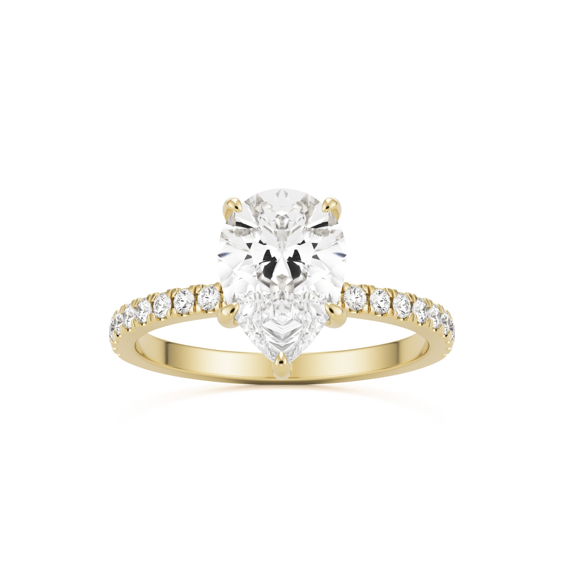 pear hidden halo pavé 14k yellow gold