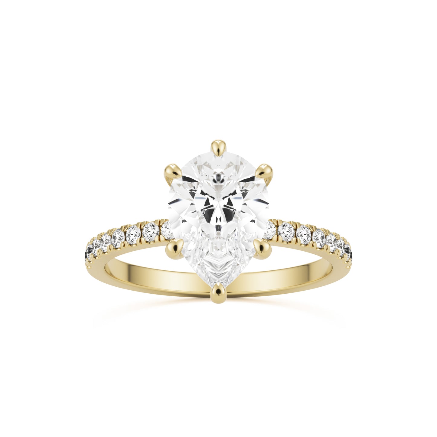 pear solitaire pavé 14k yellow gold