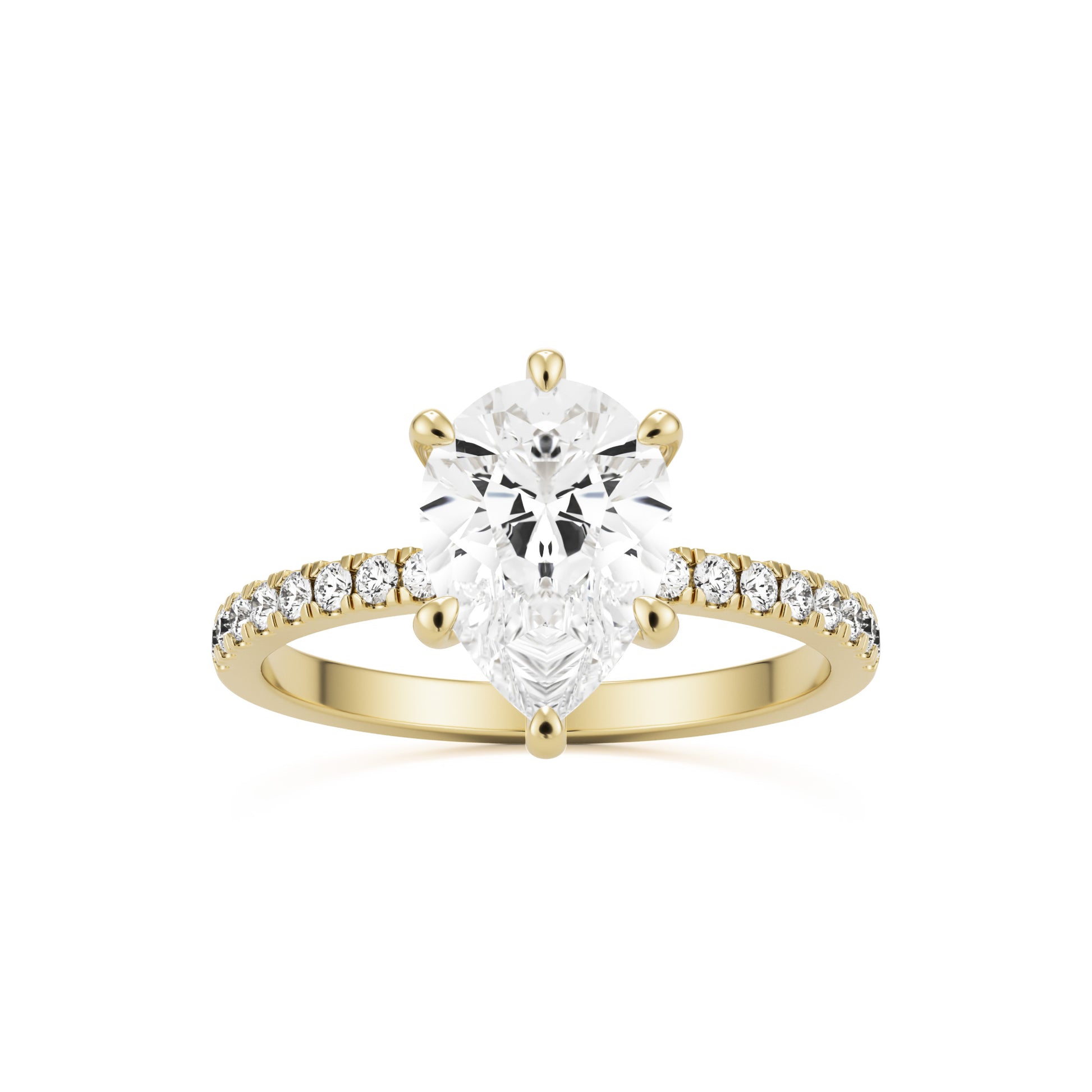 pear solitaire pavé 14k yellow gold