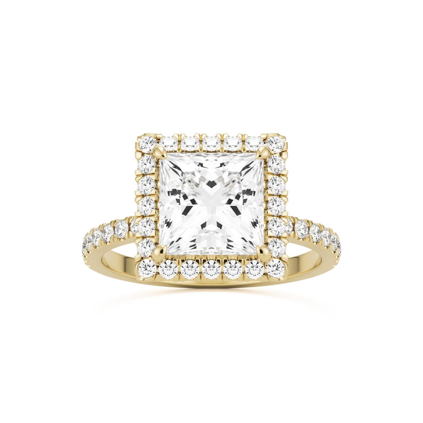 princess halo pavé 14K yellow gold