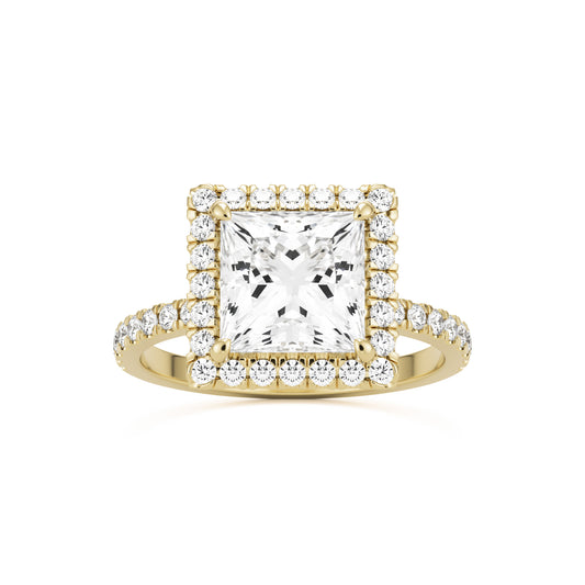 princess halo pavé 14K yellow gold