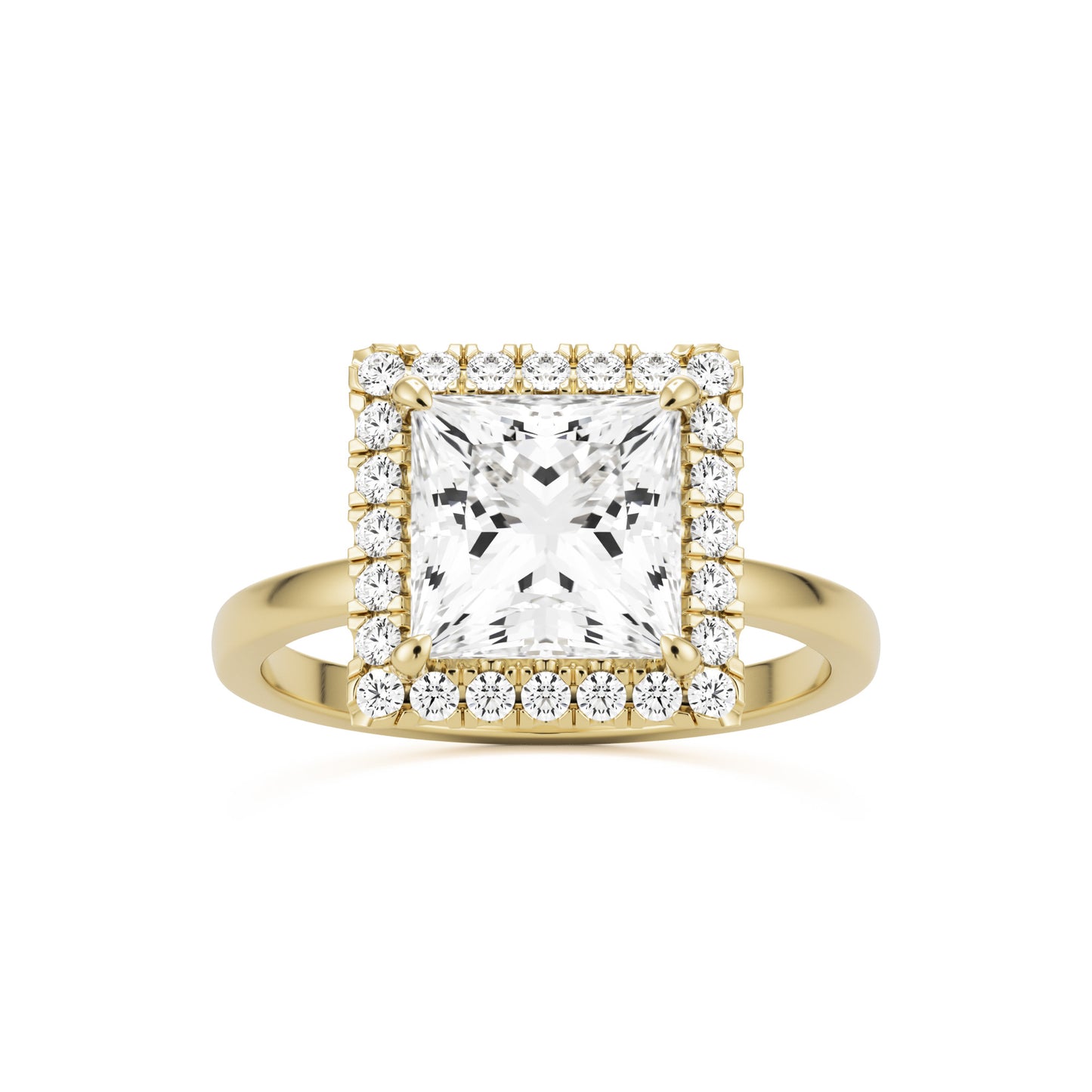 princess halo 14K yellow gold