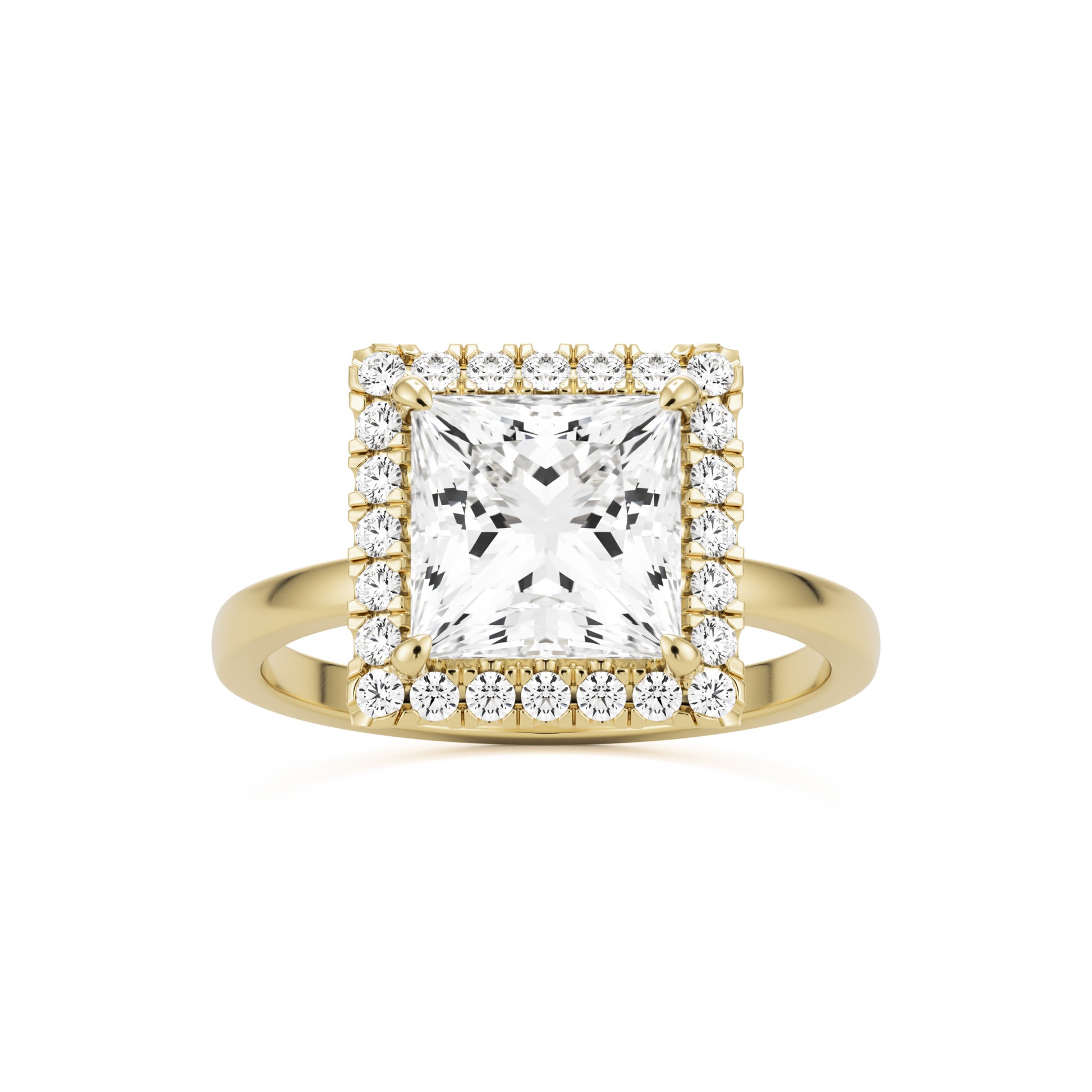 princess halo 14K yellow gold