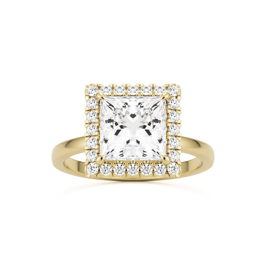 princess halo 14K yellow gold