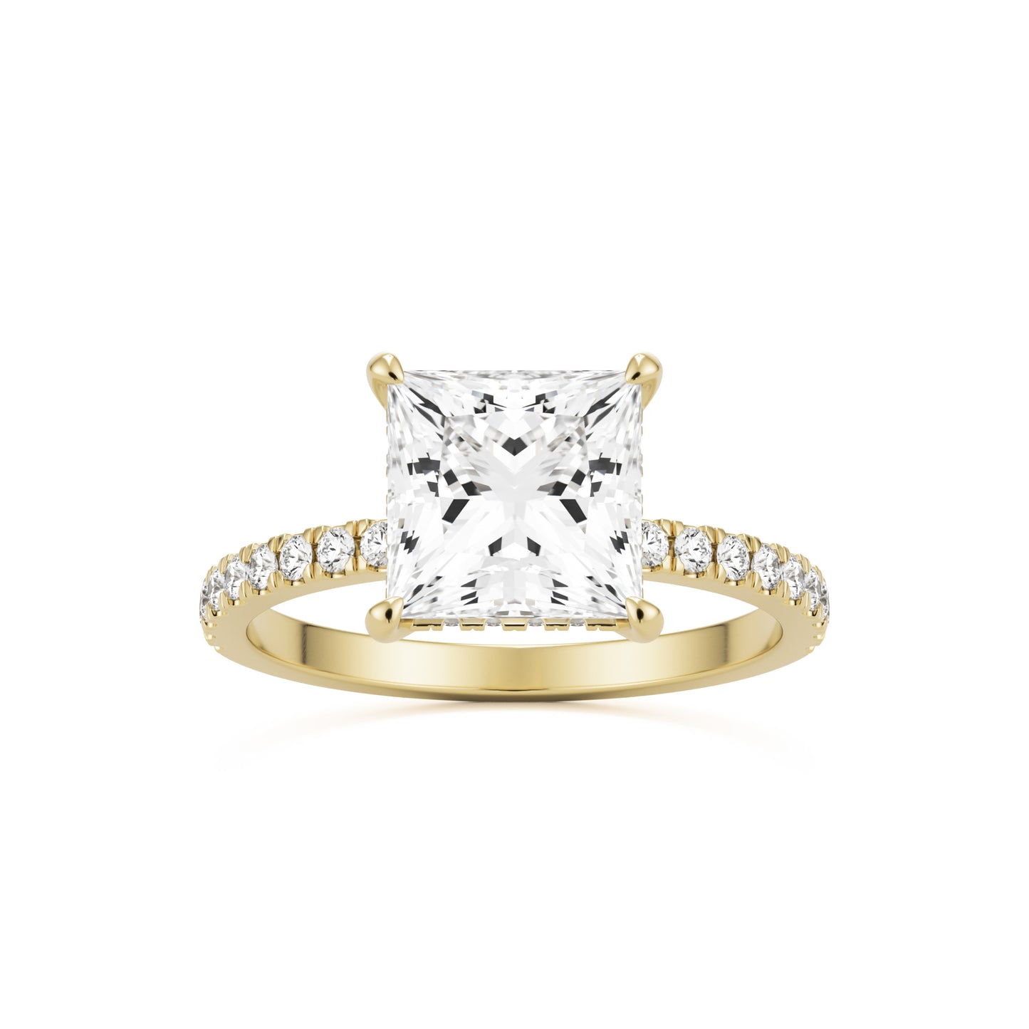 princess hidden halo pavé 14K yellow gold