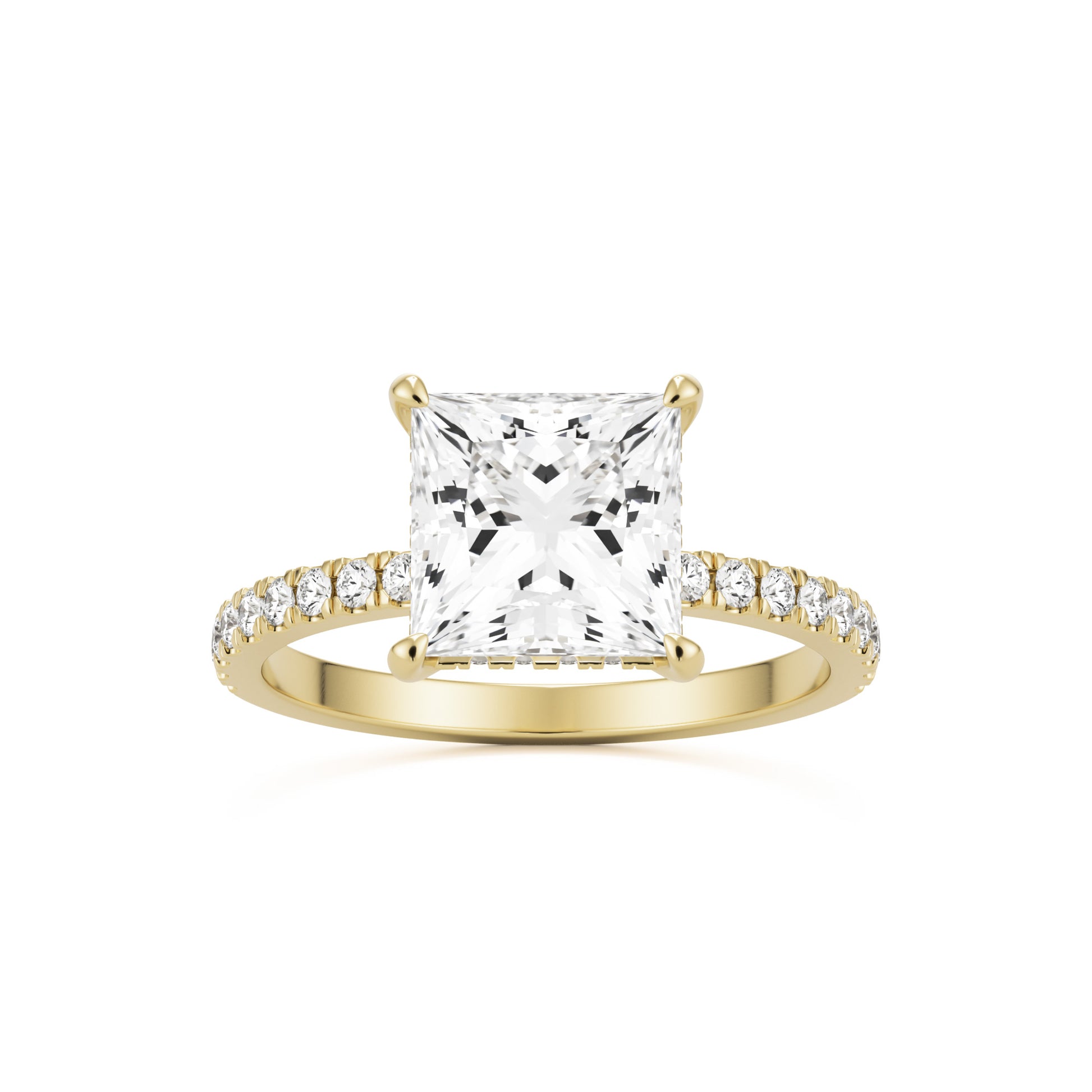 princess hidden halo pavé 14K yellow gold