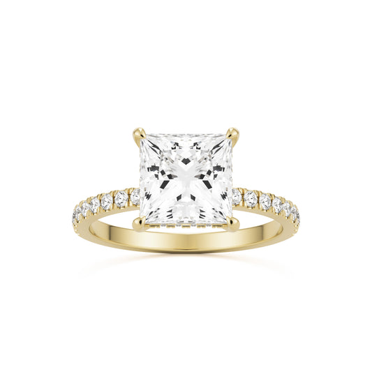 princess hidden halo pavé 14K yellow gold