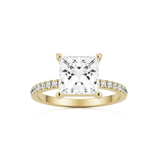 princess solitaire pavé 14k yellow gold