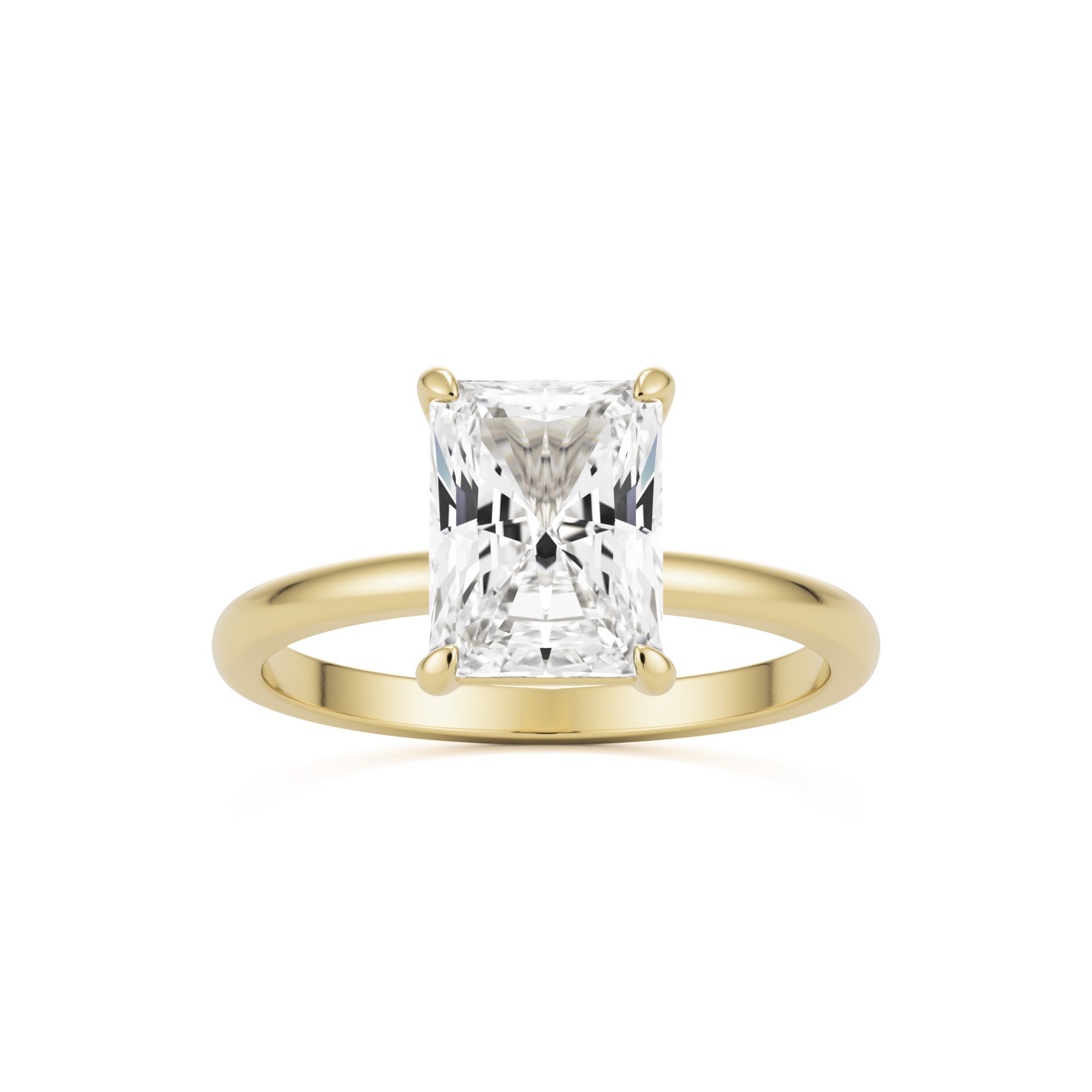 radiant moissanite plain 14K yellow gold