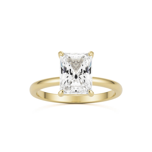 radiant moissanite plain 14K yellow gold