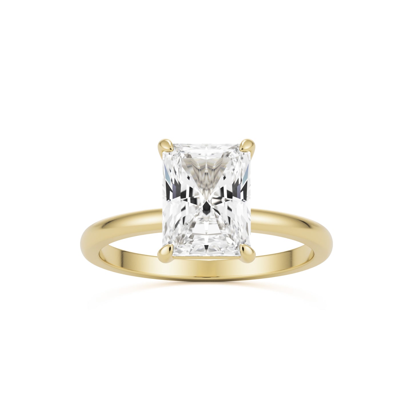 radiant moissanite plain 14k yellow gold