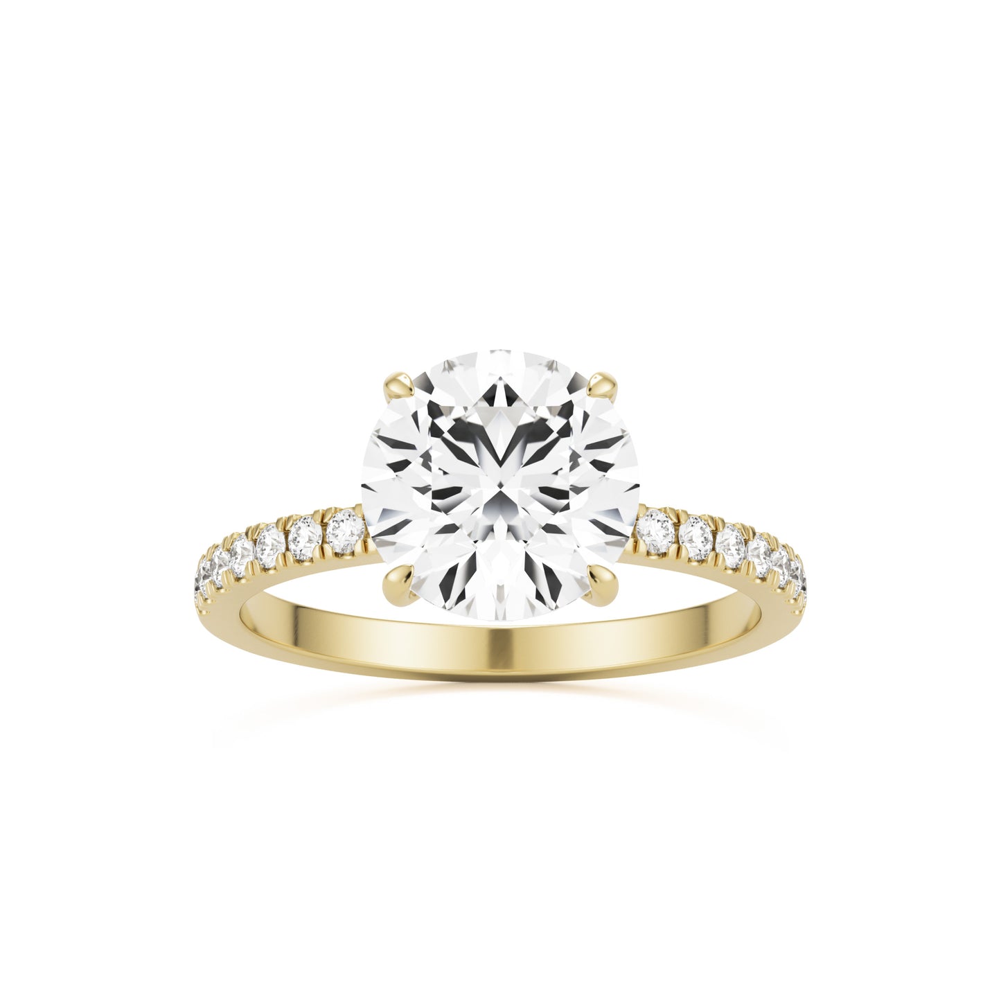 round solitaire hidden halo 14K yellow gold