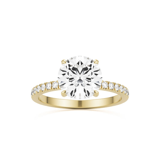 round solitaire hidden halo 14K yellow gold