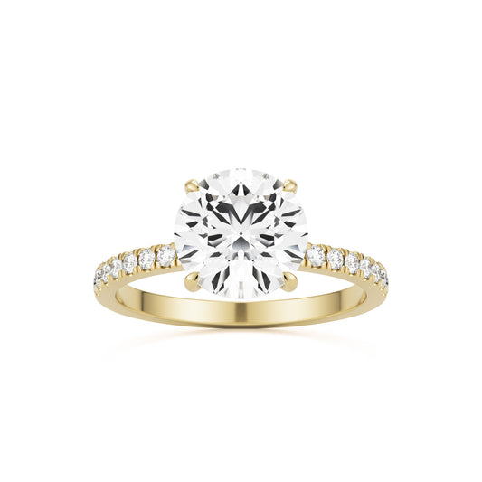 round solitaire hidden halo 14K yellow gold