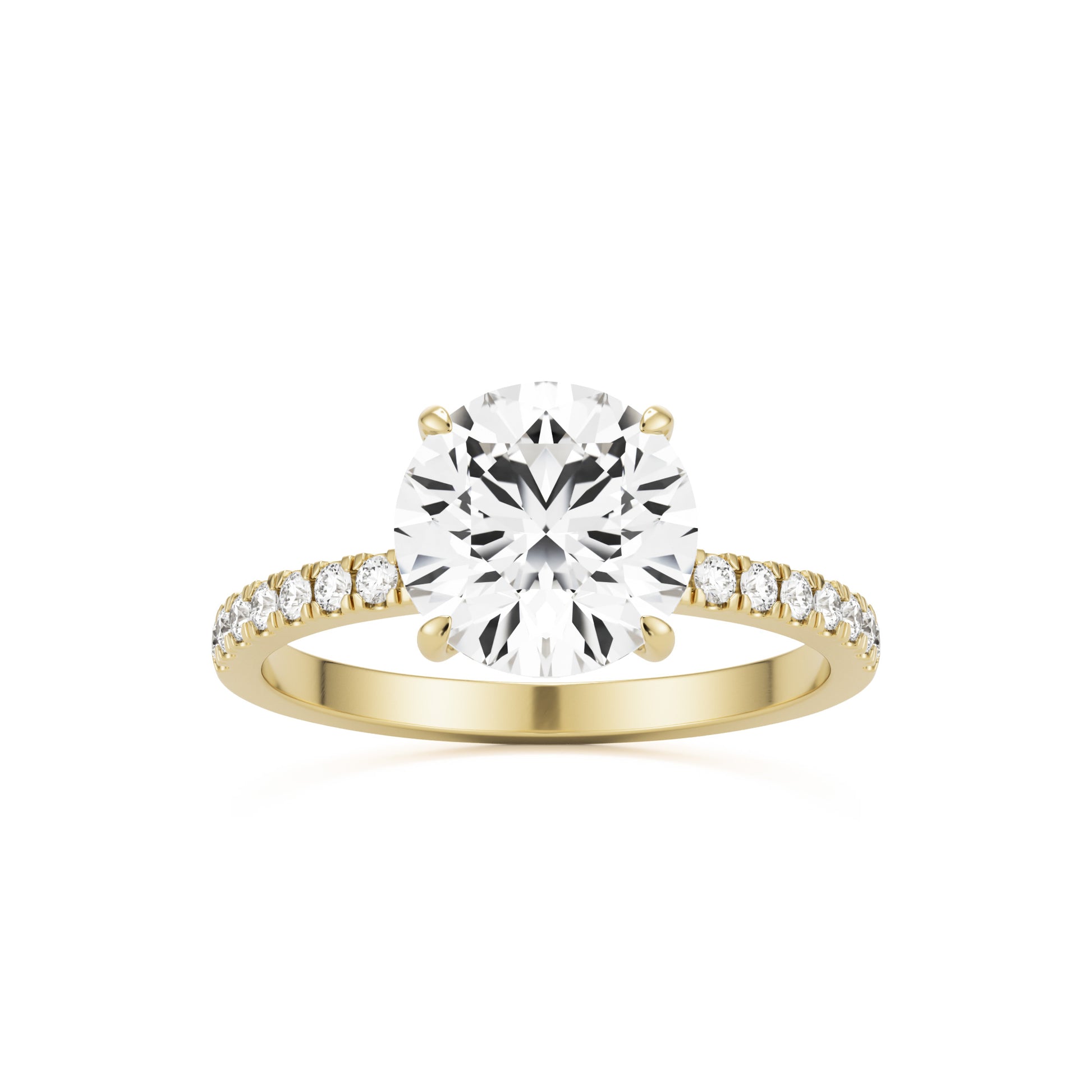 round solitaire hidden halo 14K yellow gold