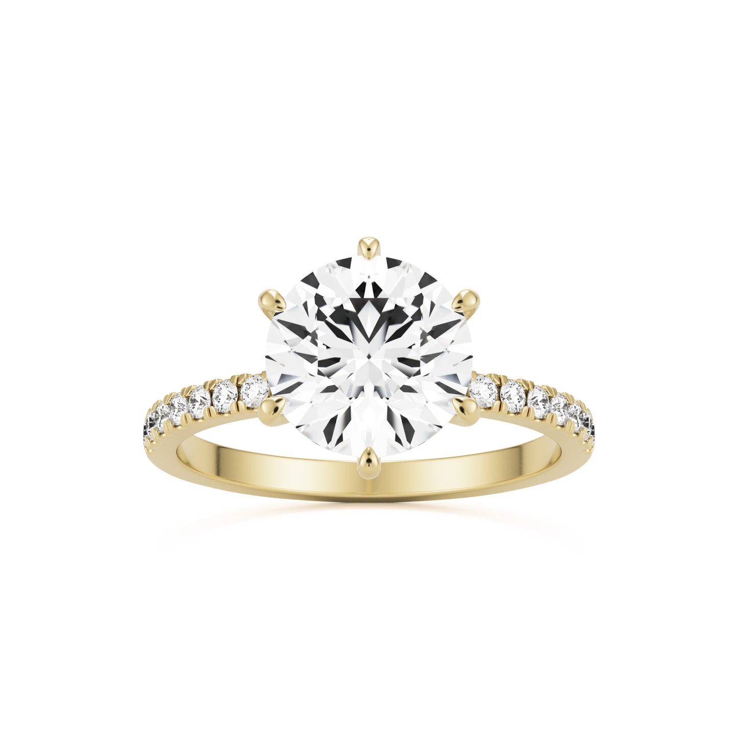 round solitaire pavé 14k yellow gold