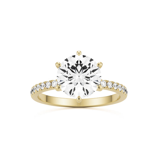 round solitaire pavé 14k yellow gold