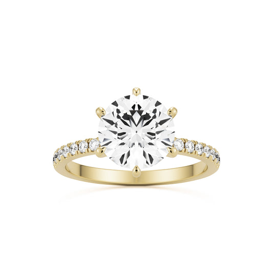 round solitaire pavé 14k yellow gold