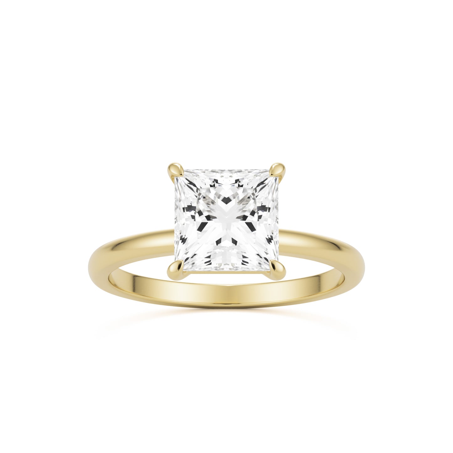 square moissanite plain 14k yellow gold
