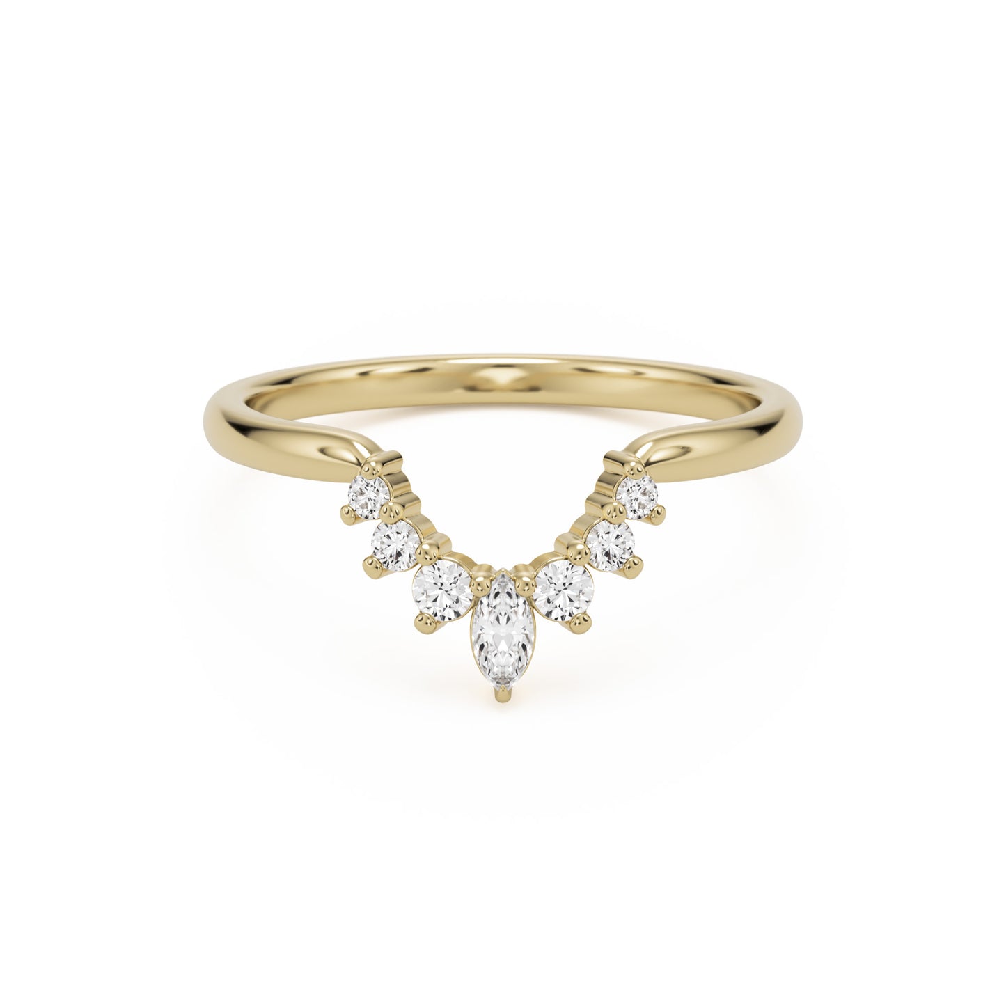 the marquise tiara wedding band 14k yellow gold