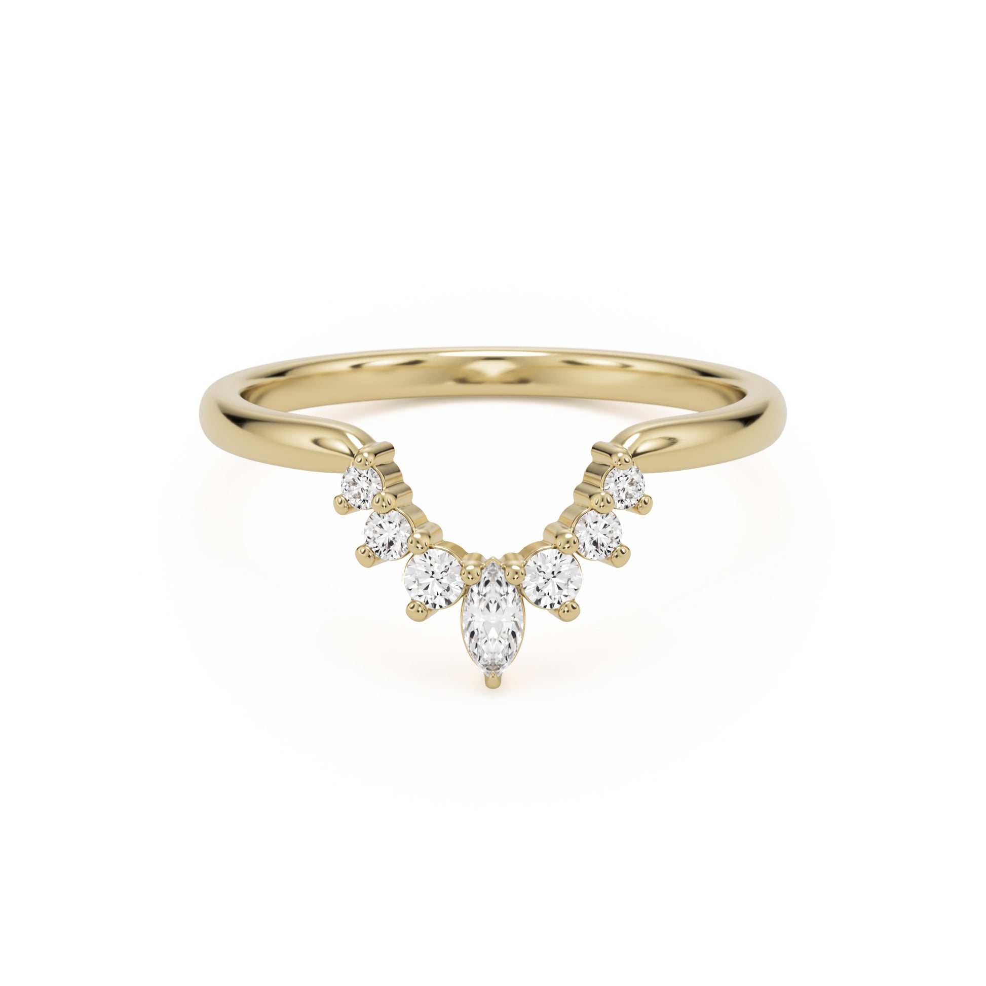 the marquise tiara wedding band 14k yellow gold