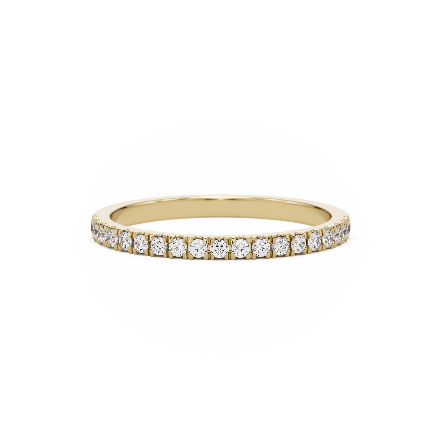 pave wedding band 14k yellow gold