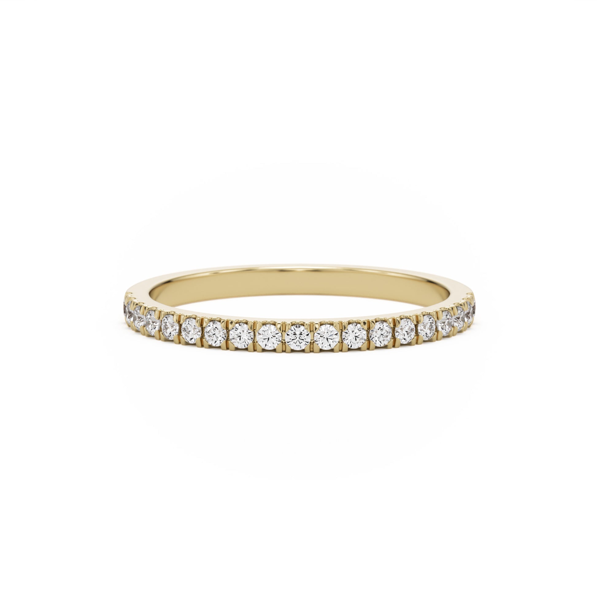pave wedding band 14k yellow gold