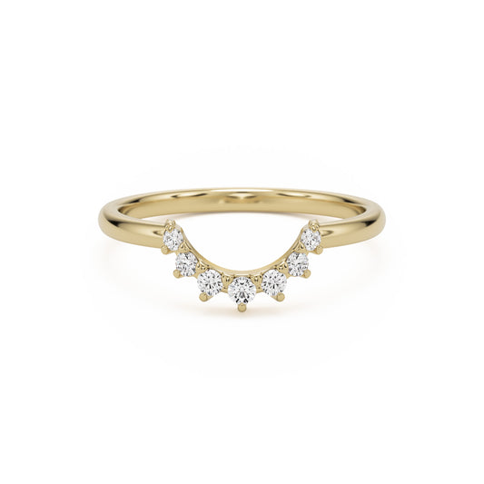 small curve pave wedding band 14k yellow gold