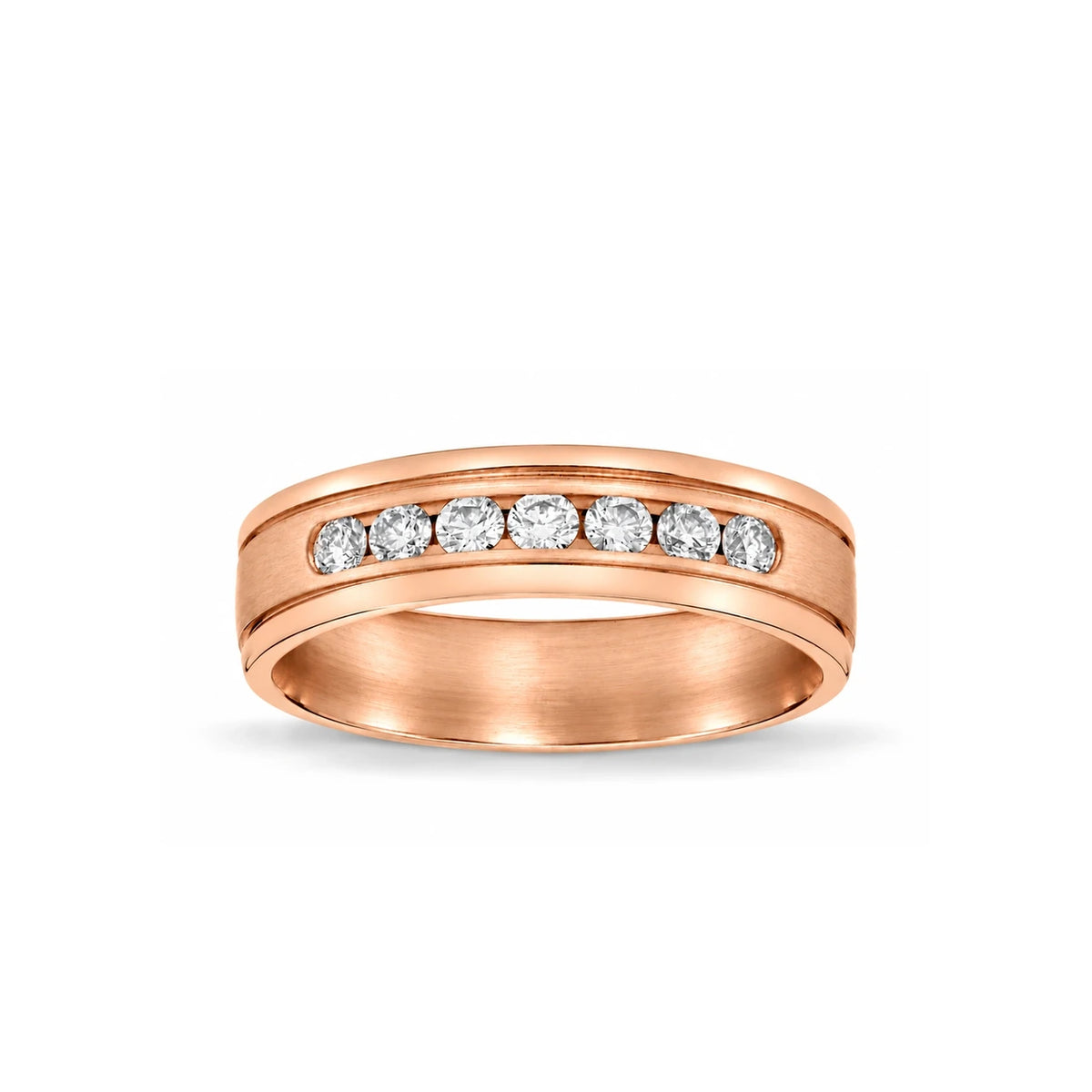 6mm Men's Channel Pavé Wedding Band 14k rose gold