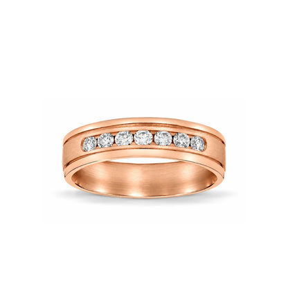 6mm Men's Channel Pavé Wedding Band 14k rose gold