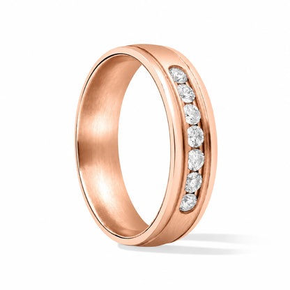 6mm Men's Channel Pavé Wedding Band 14k rose gold
