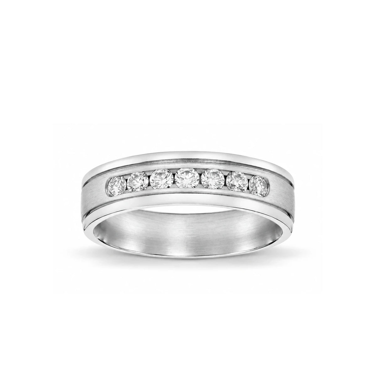 6mm Men's Channel Pavé Wedding Band 14k white gold