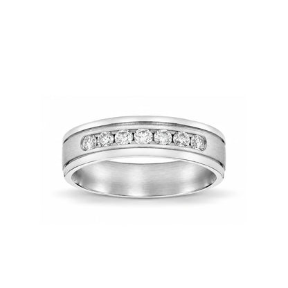 6mm Men's Channel Pavé Wedding Band 14k white gold