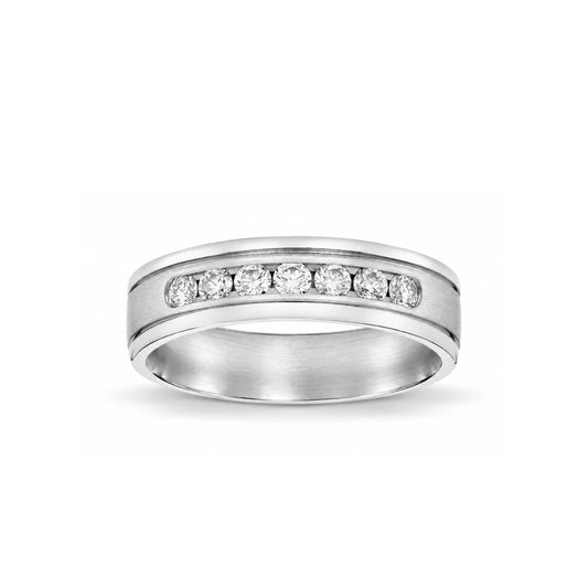 6mm Men's Channel Pavé Wedding Band 14k white gold
