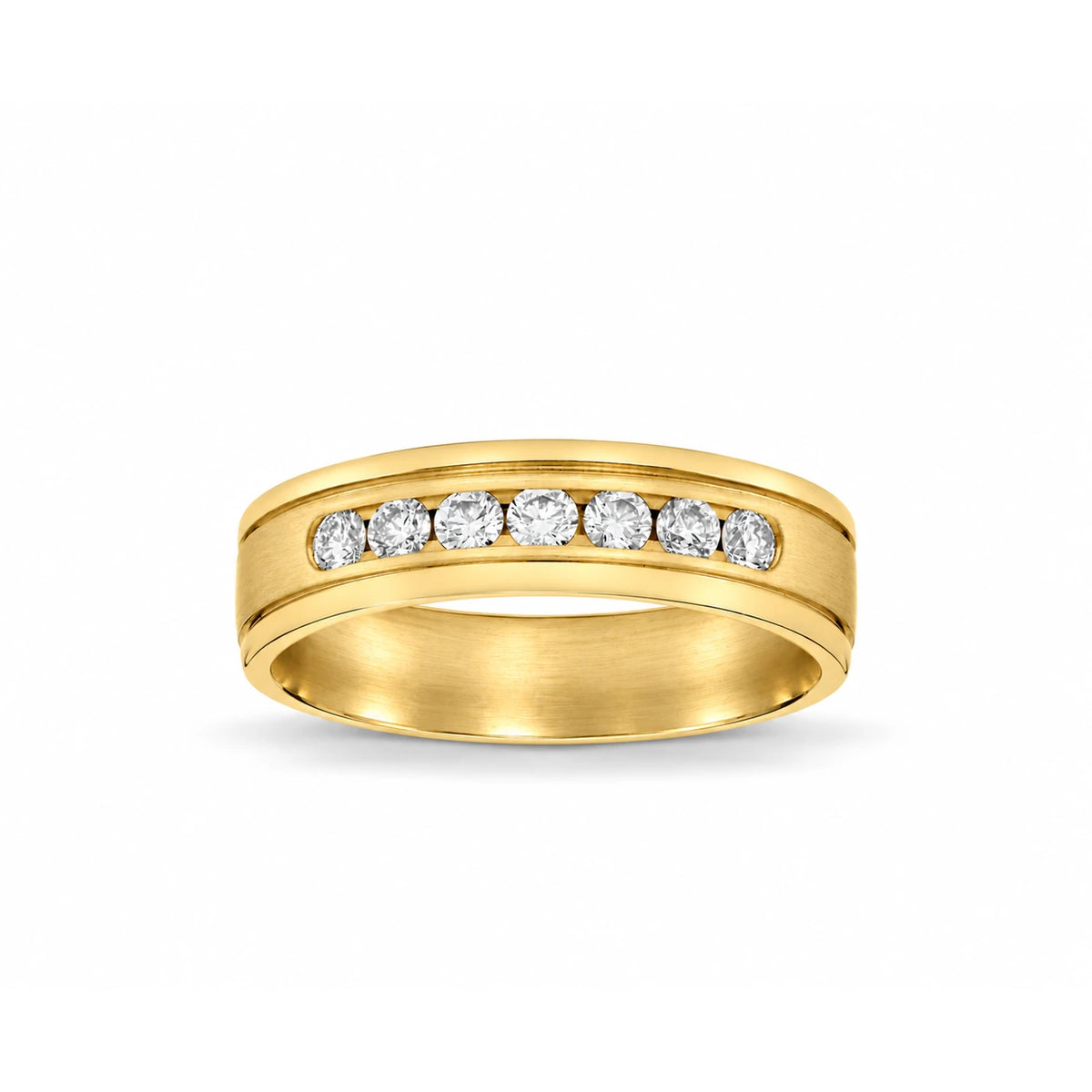 6mm Men's Channel Pavé Wedding Band 14k yellow gold
