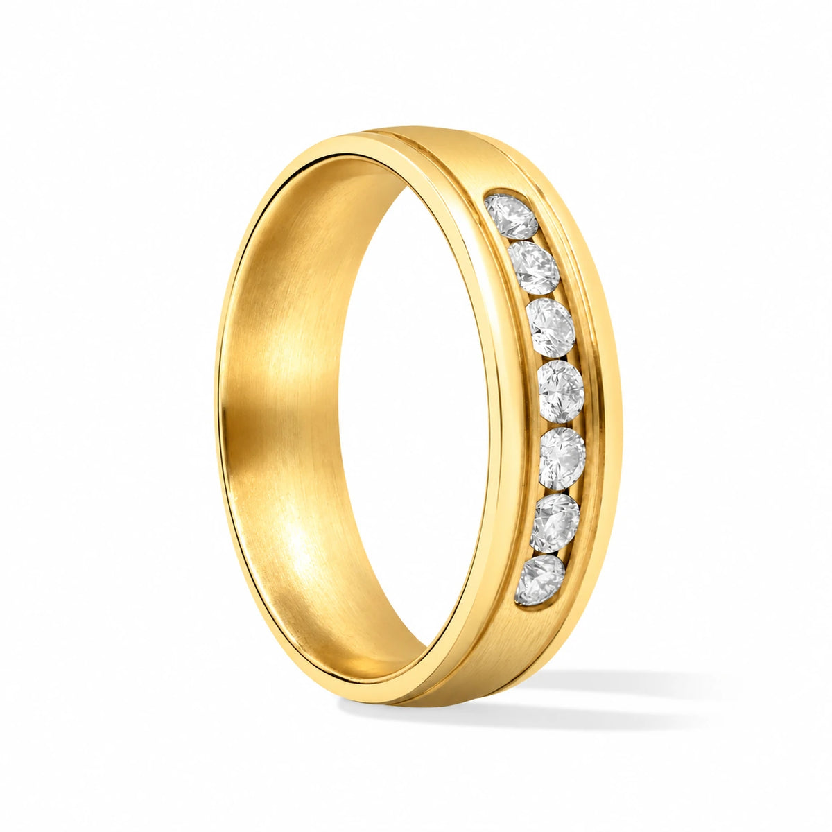 6mm Men's Channel Pavé Wedding Band 14k yellow gold