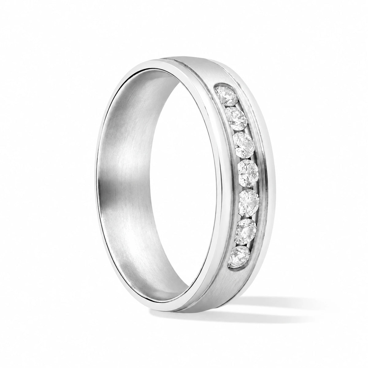 6mm Men's Channel Pavé Wedding Band platinum
