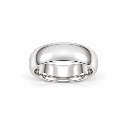 6mm Men's Plain Wedding Band 14k white gold