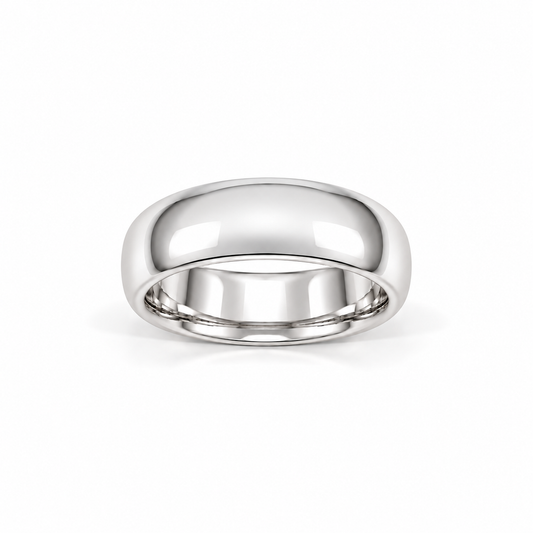 6mm Men's Plain Wedding Band 14k white gold
