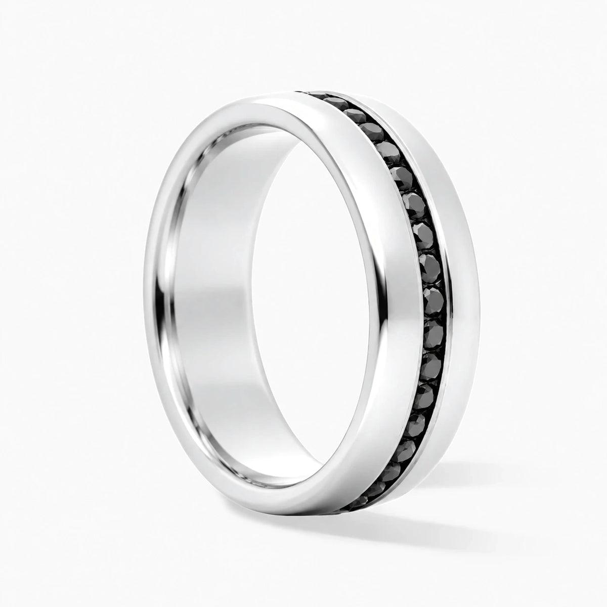 7mm Black Channel Pave 14k white gold