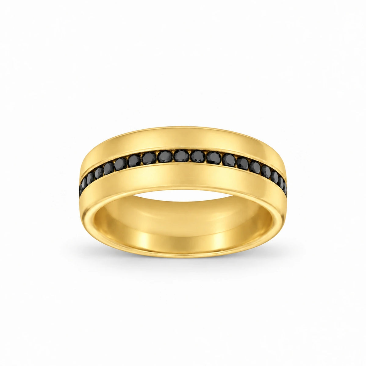7mm Black Channel Pave 14k yellow gold