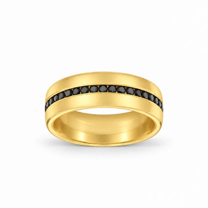 7mm Black Channel Pave 14k yellow gold